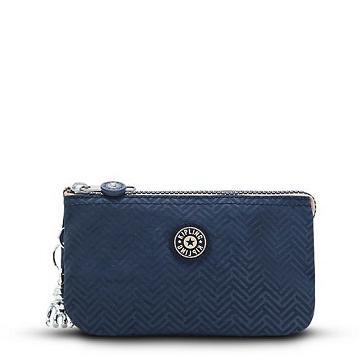 Kipling Creativity Large Pouch Bags Endless Blue Embossed | CA 2086KO